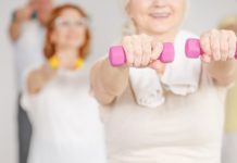 Best Multivitamin for Women Over 50 in 2020 exercise group of ladies with dumbbells after taking the multivitamins for women over 50 years old